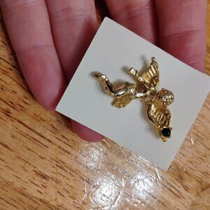 Green stoned angel brooch